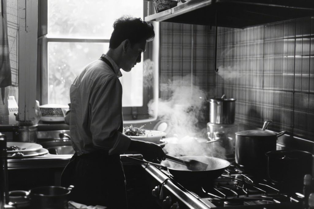 Illustration of cafes and cloud kitchens, highlighting the growth of India's food service industry with the rise of new dining trends